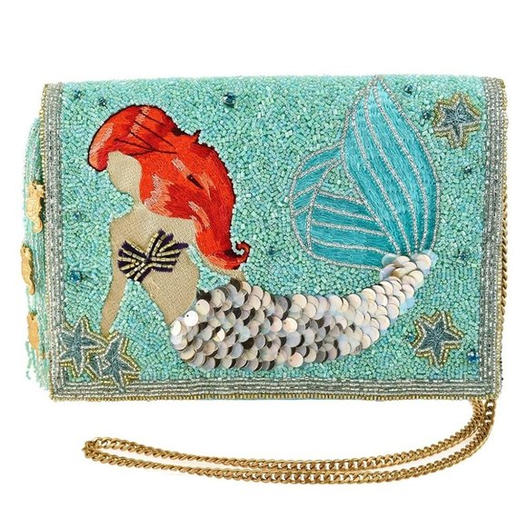 NWT New Mary Frances Ariel Little Mermaid Beaded Crossbody Clutch